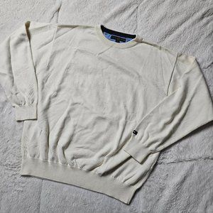 Tommy Hilfiger Golf White Knit Cotton Crew Neck Pullover Sweater L